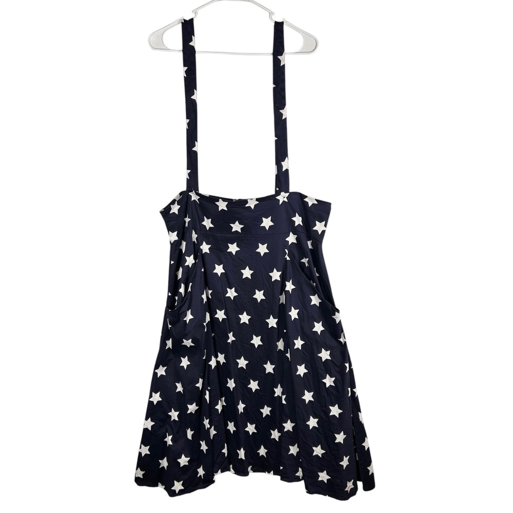 Collectif London Navy Star Suspender Swing Skirt Plus Size 4XL UK 22 Pockets